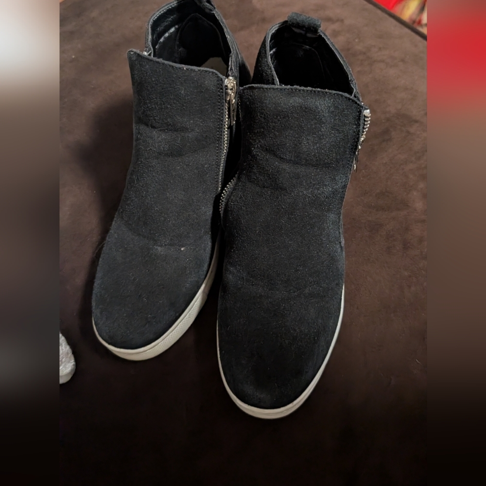 Black Suede Ankle Boots with Zipper